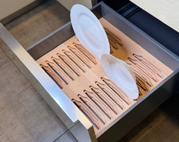 Plate Rack For Drawer Kitchen Drawer Plate Organizer | Grittel Modern Kitchen Remodel LA